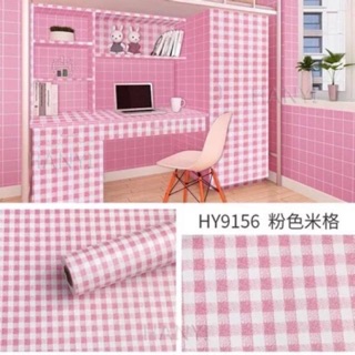10 mét giấy dán tường kẻ ô hồng nhỏ khổ 45cm hàng siêu đẹp