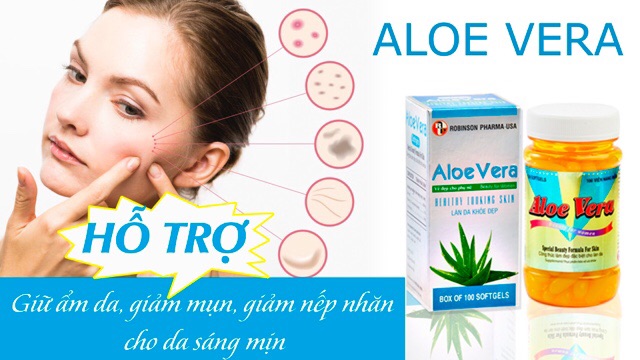Giữ ẩm, căng sáng da - Aloe Vera Sữa ong chúa Chai 100 viên | BigBuy360 - bigbuy360.vn