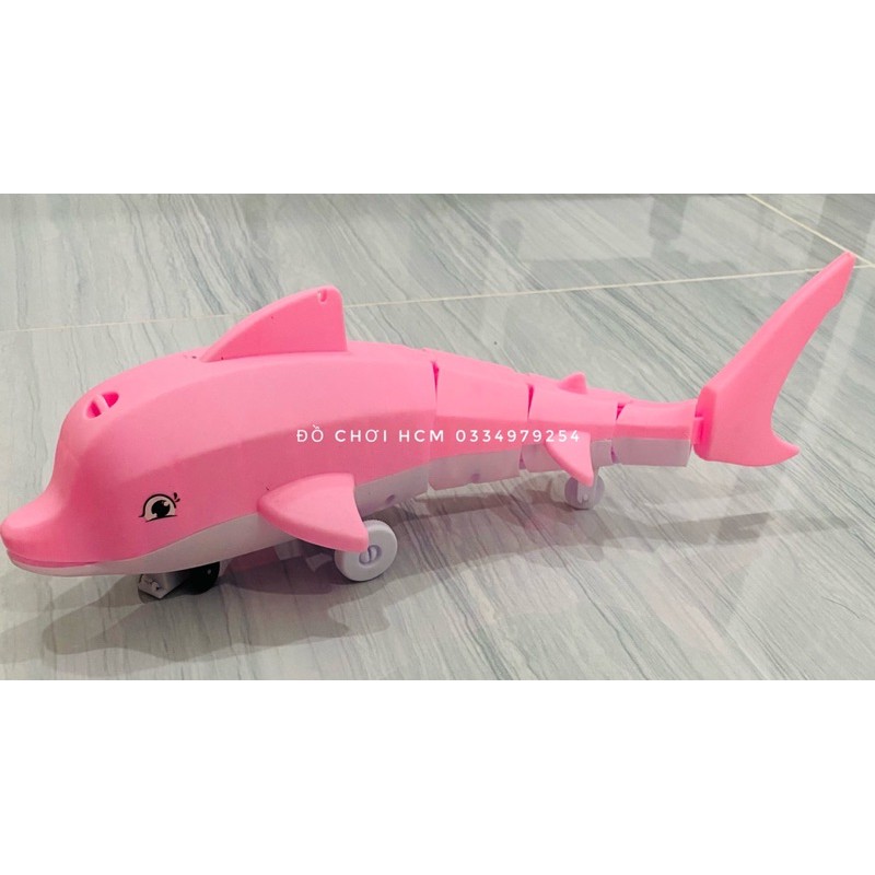 [CÓ ĐÈN NHẠC] Đồ chơi cá heo chạy pin hát baby shark dành cho bé thích xe mô hình