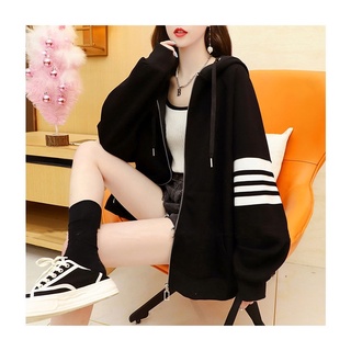 Áo khoác nam nữ thể thao ulzzang 3 sọc 🌸 Áo sweater hoodie nỉ bông kiểu dáng thể thao form rộng Unisex K45