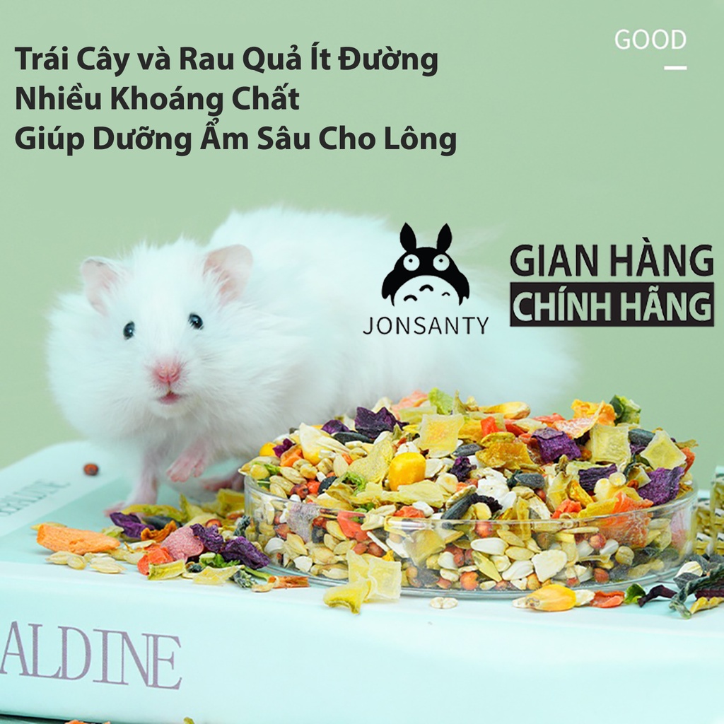 Thức ăn chuột hamster hãng JONSANTY đồ ănngũ cốc rau củ trái cây thảo mộc cho hamster hộp 1200ml cst114