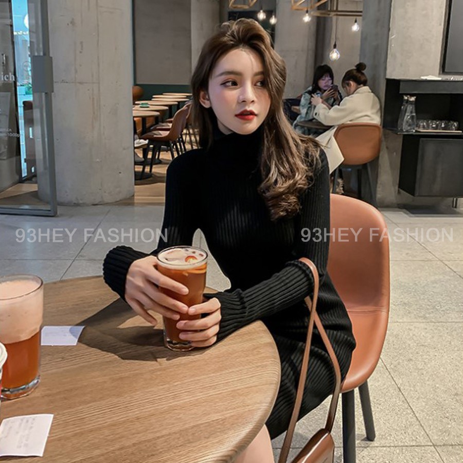 Váy Len Body Nữ Cao Cổ Dáng Lửng Dài Tay Cổ Lọ Hàng Quảng Châu 93HEY VL01 | BigBuy360 - bigbuy360.vn