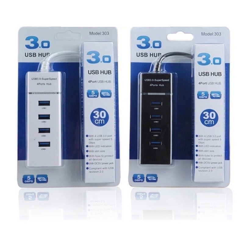 Đầu chia HUB 4 cổng đầu cắm USB 3.0 kết nối tốc độ cao nối dài tương thích với Windows/ laptop/ máy in HDD