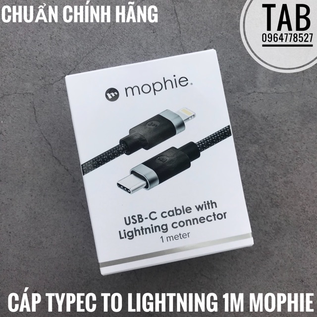 [Mã 267ELSALE hoàn 7% đơn 300K] Cáp Mophie TypeC To Lightning 1m - Chính Hãng