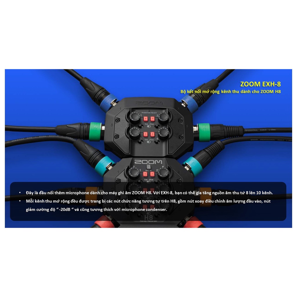 Bộ mở rộng kết nối thêm 4 microphone cho máy ghi âm H8 ZOOM EXH-8