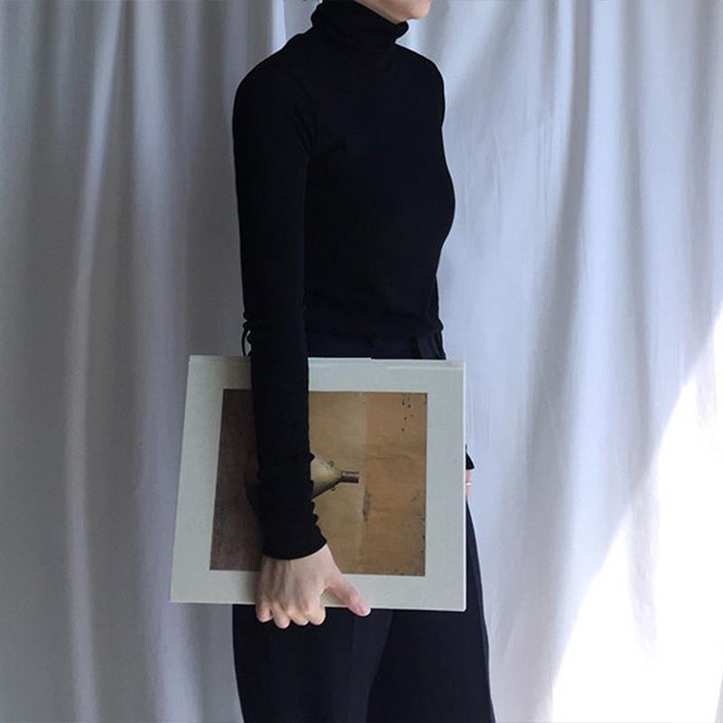 Áo thun COZOK tay dài cổ cao màu trơn hợp thời trang