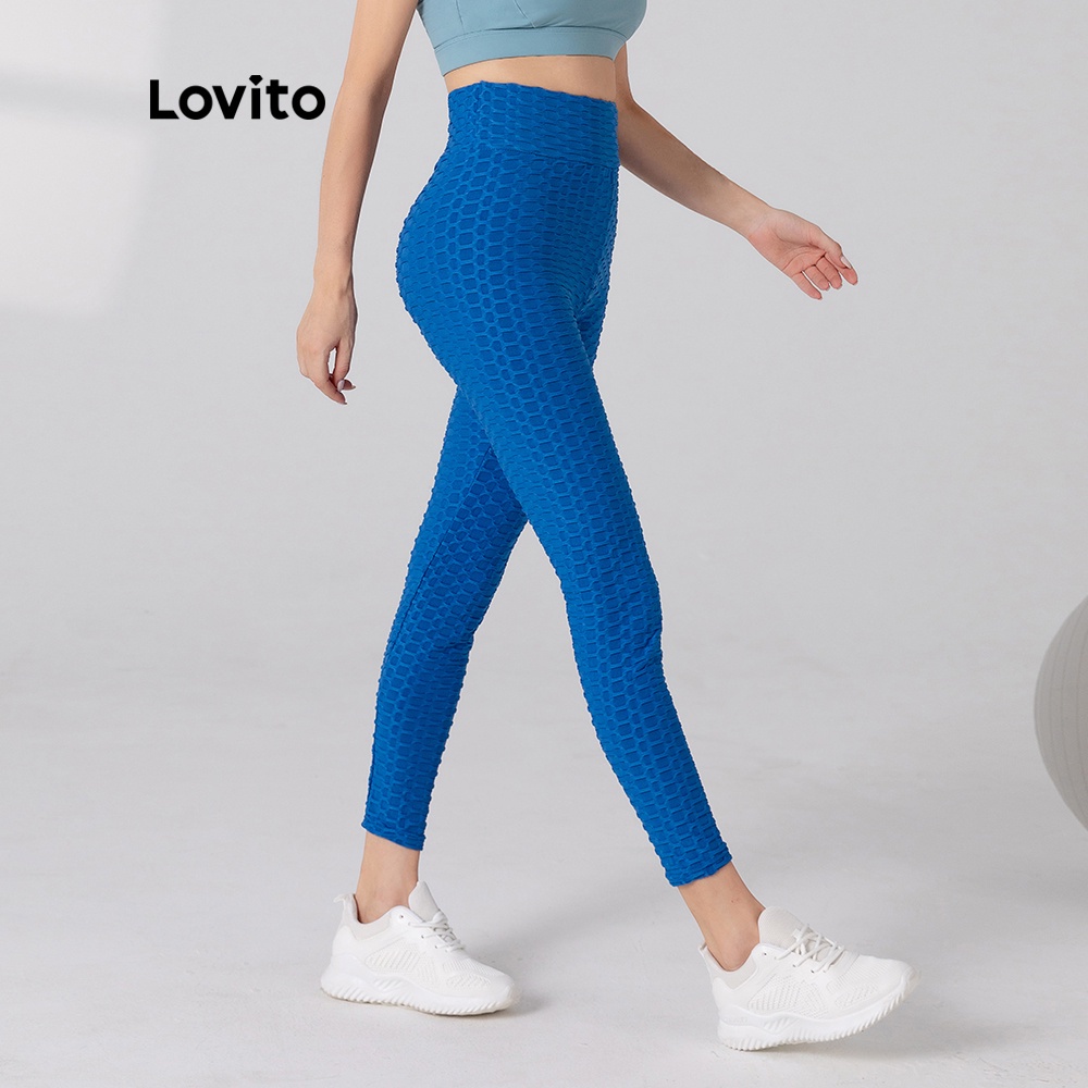 Lovito Quần Legging Thể Thao Màu Xanh Nhạt Nhanh Khô L05212 | BigBuy360 - bigbuy360.vn