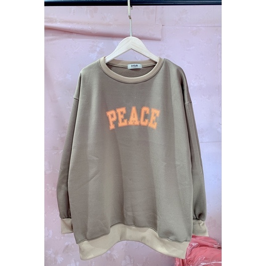 Áo Sweater nỉ trần bông in chữ PEACE dáng thụng (KÈM ẢNH THẬT)