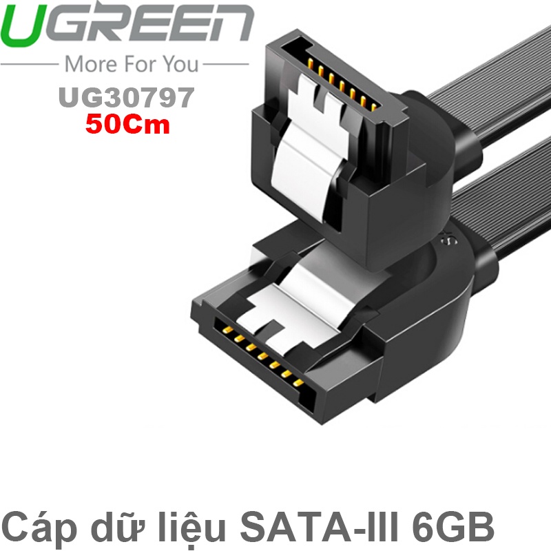 Cáp SATA 3.0 dài 50cm đầu bẻ góc 90 độ Ugreen 30797