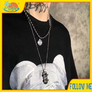Net celebrity same paragraph European and American personality long scooter necklace hip hop jewelry bungee multi-layer net clavicle chain female trend