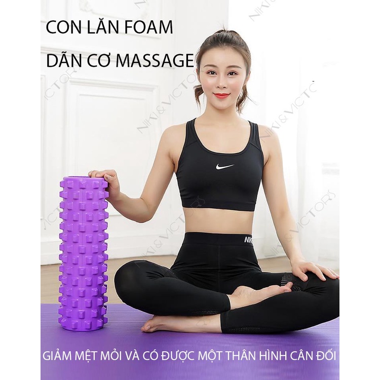 Con Lăn Massage Tập Gym Dãn Cơ Sau Tập Gym Yoga Hàng Chuẩn Cao Cấp 45cm Massage Foarm Roller Thư Giãn Cơ