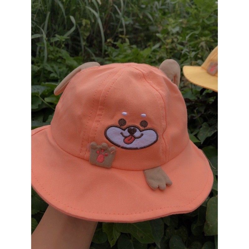 Mũ cún vành tròn có dây cho bé