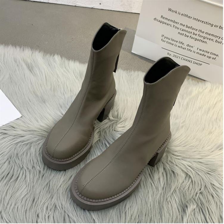 Bôt đùi cao cổ WOMENSTORY giày boots nữ da PU mềm khóa sau boot mũi tròn đế bằng 5 cm boost thời trang mùa đông 996