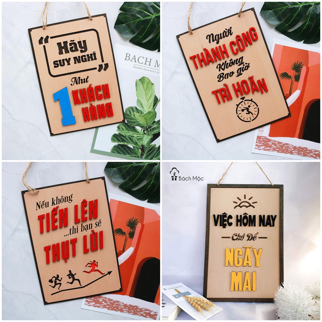 Bảng gỗ decor, bảng gỗ slogan (bảng gỗ trang trí DNDecor + quà tặng giá trị 17.000đ)