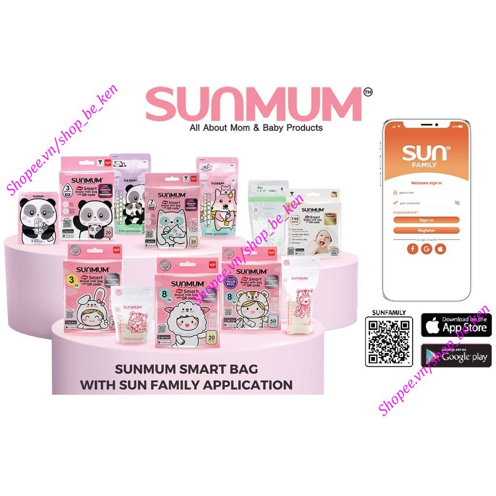 Túi trữ sữa Mẹ cao cấp 100ml / 250ml không mùi, không BPA Sunmum