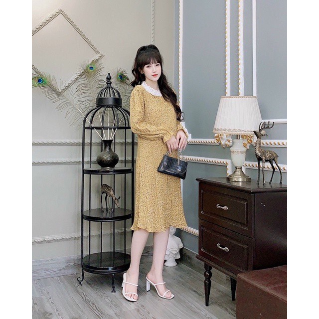 Váy bầu thu đông cao cấpchất Hoa thái dập ly loại 1☘️đầm bầu dài tay thiết kế thu đông sang chảnhfree size 43~68kg
