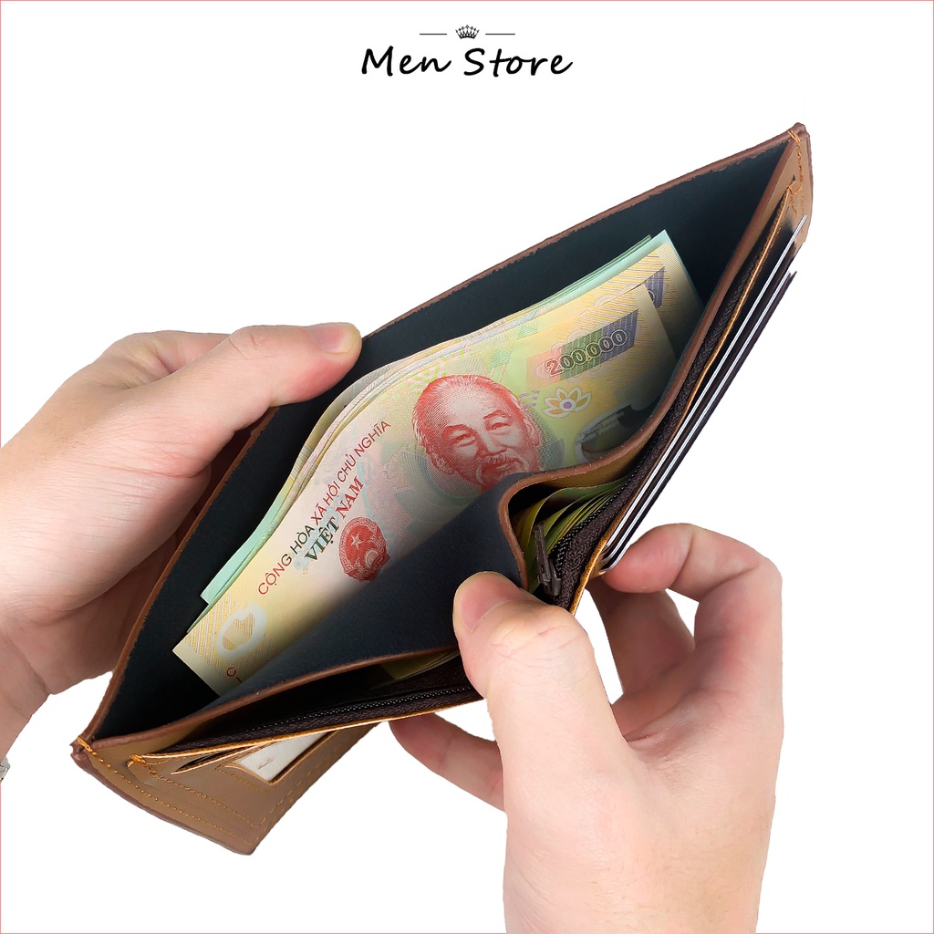 Ví nam dáng ngang JEEP nhỏ gọn thời trang, Bóp da nam cao cấp ngăn đựng thẻ rộng rãi [ Để được thẻ CMND cũ] - V001