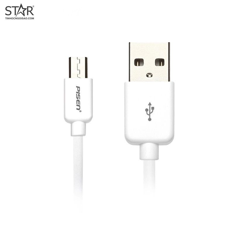 Cáp sạc Micro USB Pisen  2.4 A  1200m màu trắng  trắng, sạc nhanh, và truyền dữ liệu nhanh cho Samsung và Android