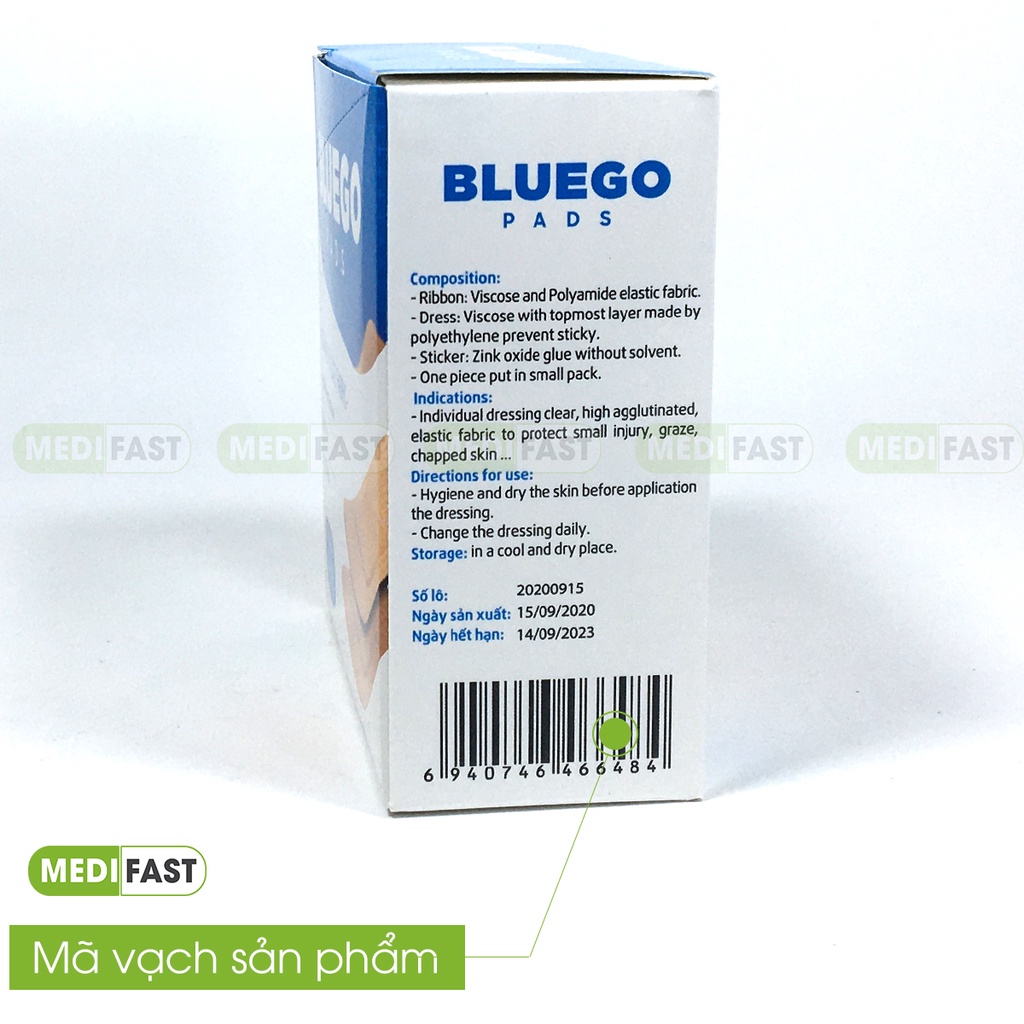 Băng vết thương cá nhân Bluego - Băng y tế tiện dụng, sơ cứu vết thương nhỏ đứt tay, trầy xước, mụn nhọt, rách da