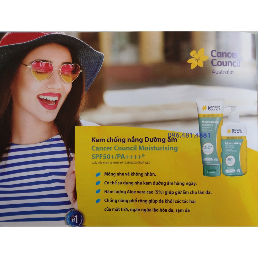 [CHÍNH HÃNG] Kem chống nắng dưỡng ẩm chuyên sâu Cancer Council Moisturising Sunscreen 110ml SPF50/PA++++