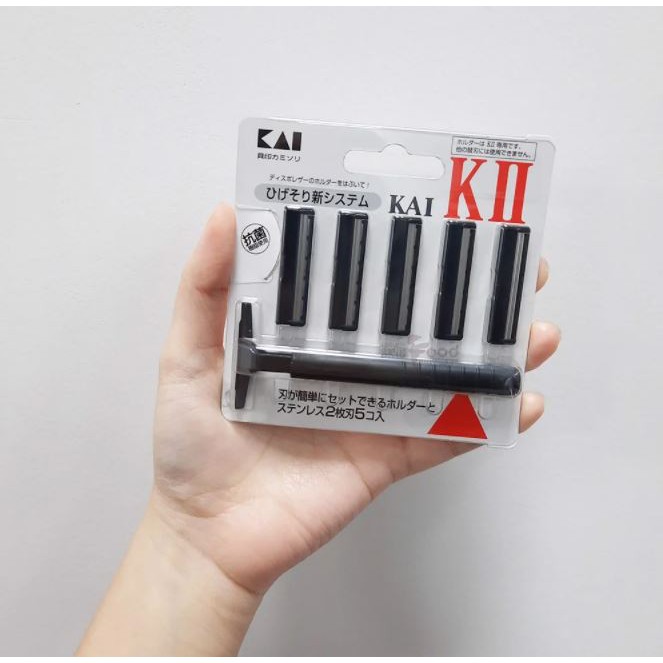 Set Dao Cạo Râu 2 Lưỡi Kép Kai (1 Thân, 5 Lưỡi)