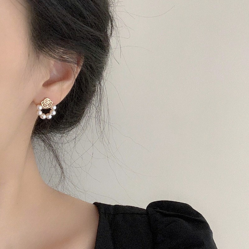 Bông Tai Mạ Bạc 925 Đính Ngọc Trai Thanh Lịch Phong Cách Hàn Quốc Mới