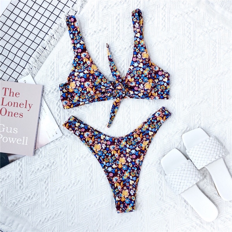 BIKINI BUỘC NƠ HOẠ TIẾT HOA VINTAGE