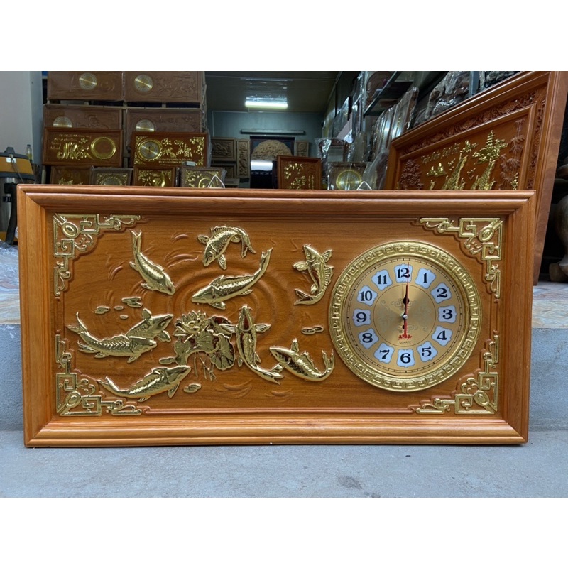 tranh đồng hồ treo tường gỗ gõ đỏ cao cấp