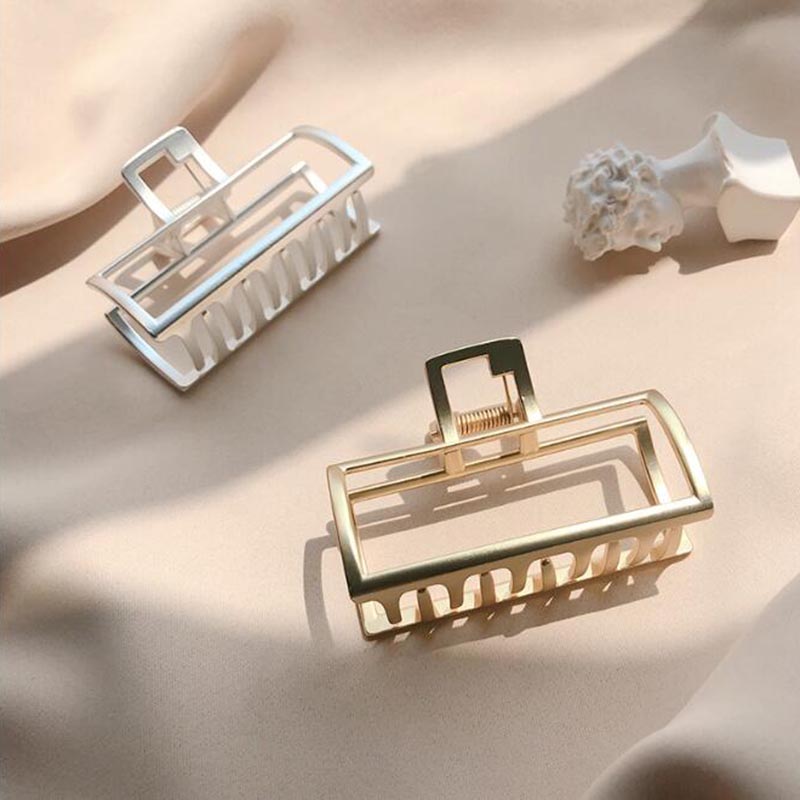 Kẹp Tóc Kim Loại Mạ Vàng Kiểu Dáng Hình Học Phong Cách Vintage Thời Trang