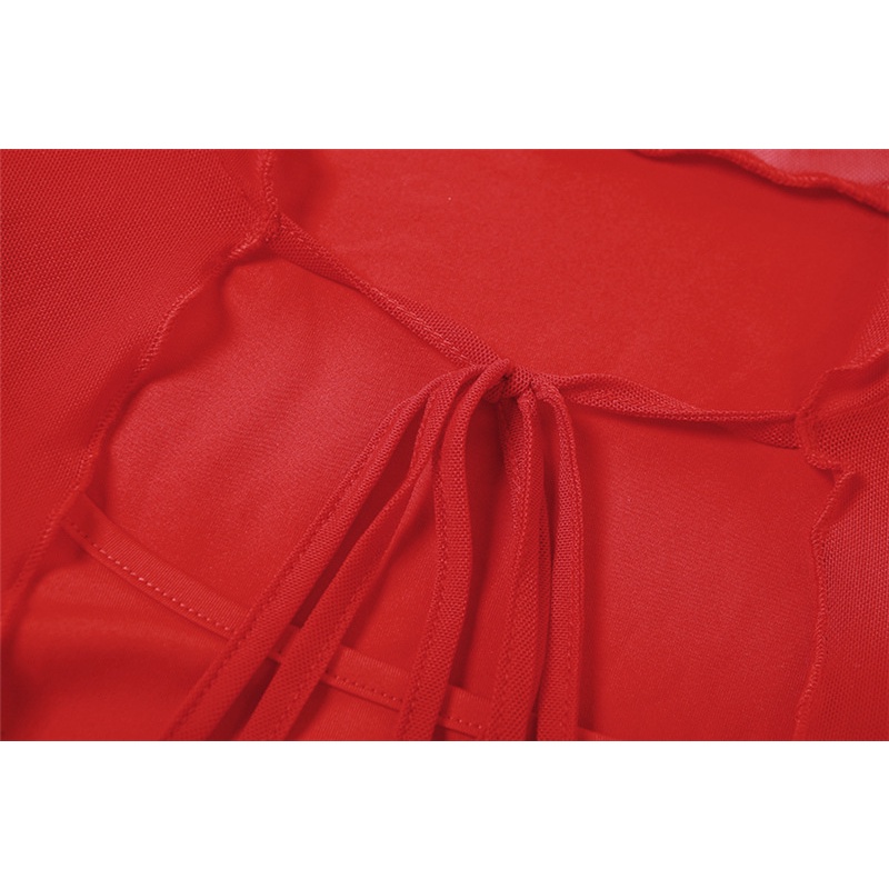 Sexy Women's Hood Hollow Lace Up Mesh Long Sleeve Street Shirts