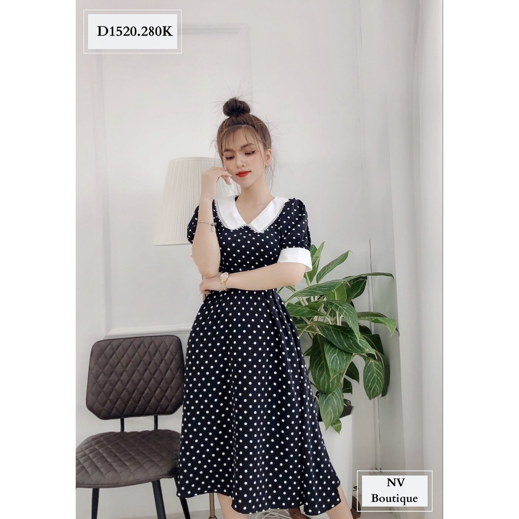 ĐẦM CHẤM BI VIỀN CỔ REN TRẮNG - NHATVY D1520 | BigBuy360 - bigbuy360.vn