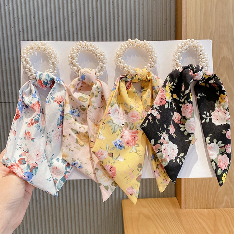 Dây Cột Tóc Mỏng Đính Ngọc Trai Hoa Mới Cho Nữ