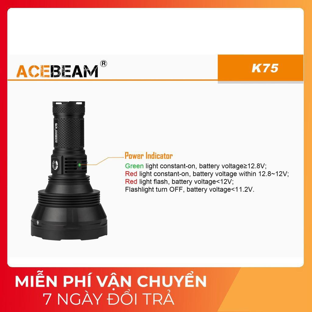 Đèn pin siêu sáng chiếu xa ACEBEAM K75 sáng 6500lm chiếu xa 2500m  sử dụng 4 pin 18650 (không kèm theo) Đèn &amp; Đèn Pin