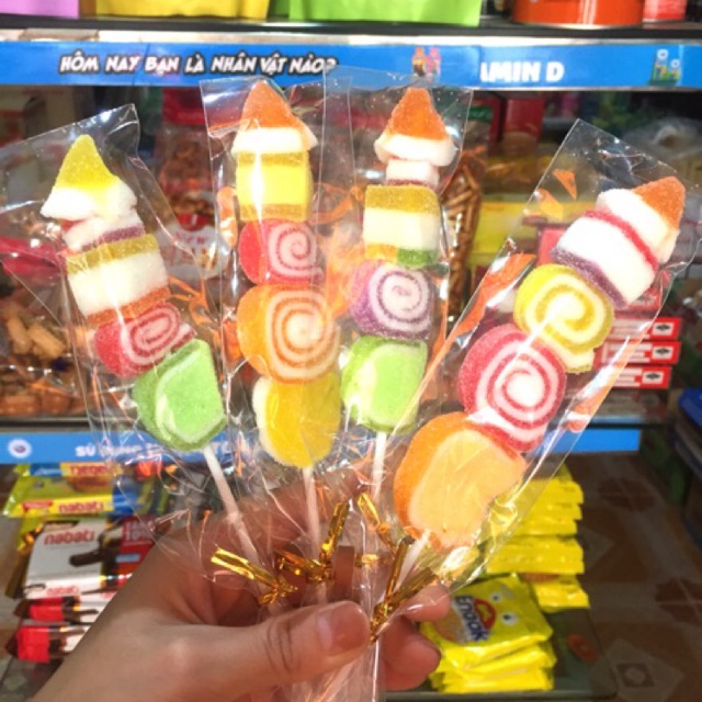 Gói 14 xiên kẹo dẻo Jelly nhiều màu Thái Lan