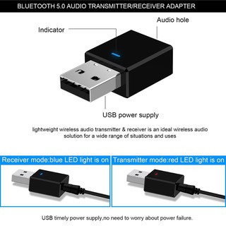 2-in-1 USB Bluetooth 5.0 Transmitter & Receiver Car Wireless Bluetooth Adapter