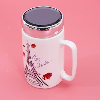 Cốc sứ giữ nhiệt có nắp gương- Ly sứ cao cấp in hình hoạt hình cực kute