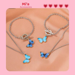 Set vòng tay + dây chuyền hình bướm xanh Butterfly siêu xinh
