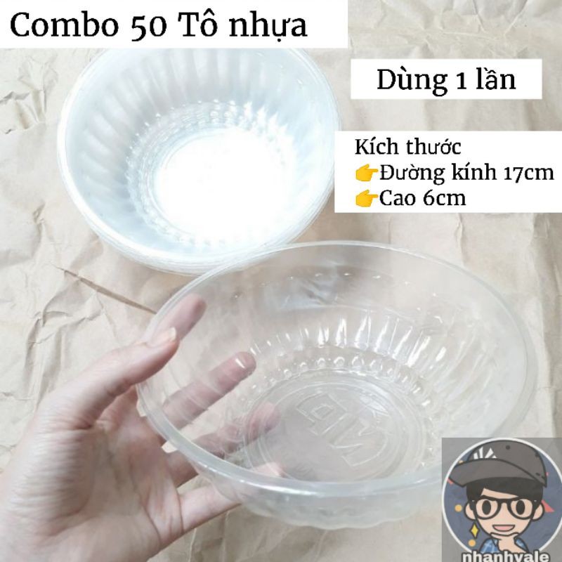 Combo 50 cái tô, bát nhựa dùng 1 lần (nấu mì được) bằng nhựa PP an toàn