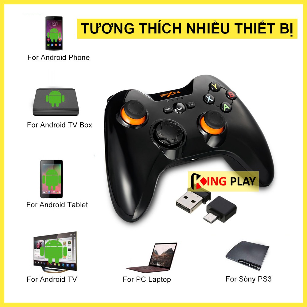 Tay cầm chơi game không dây PXN 9603 – Tay cầm chơi game PC Laptop /Điện thoại Android /TV – Kết nối không dây USB 2.4g