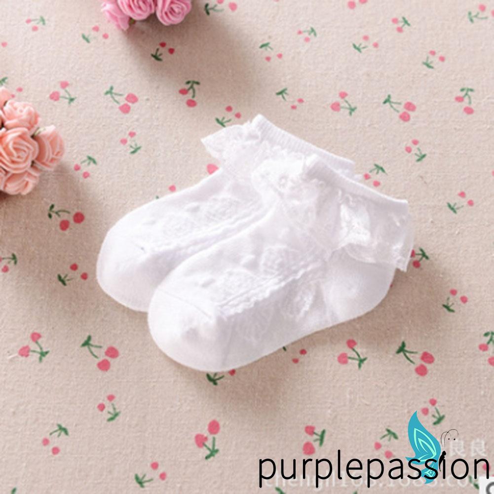 Vớ em bé gái sơ sinh thêu ren cổ phối lưới nhiều màu