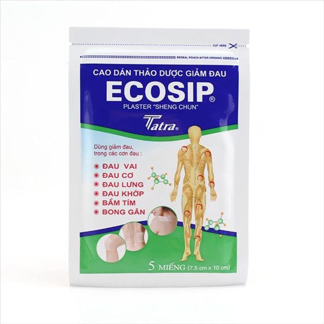 CAO DÁN GIẢM ĐAU ECOSIP TÚI 5 miếng