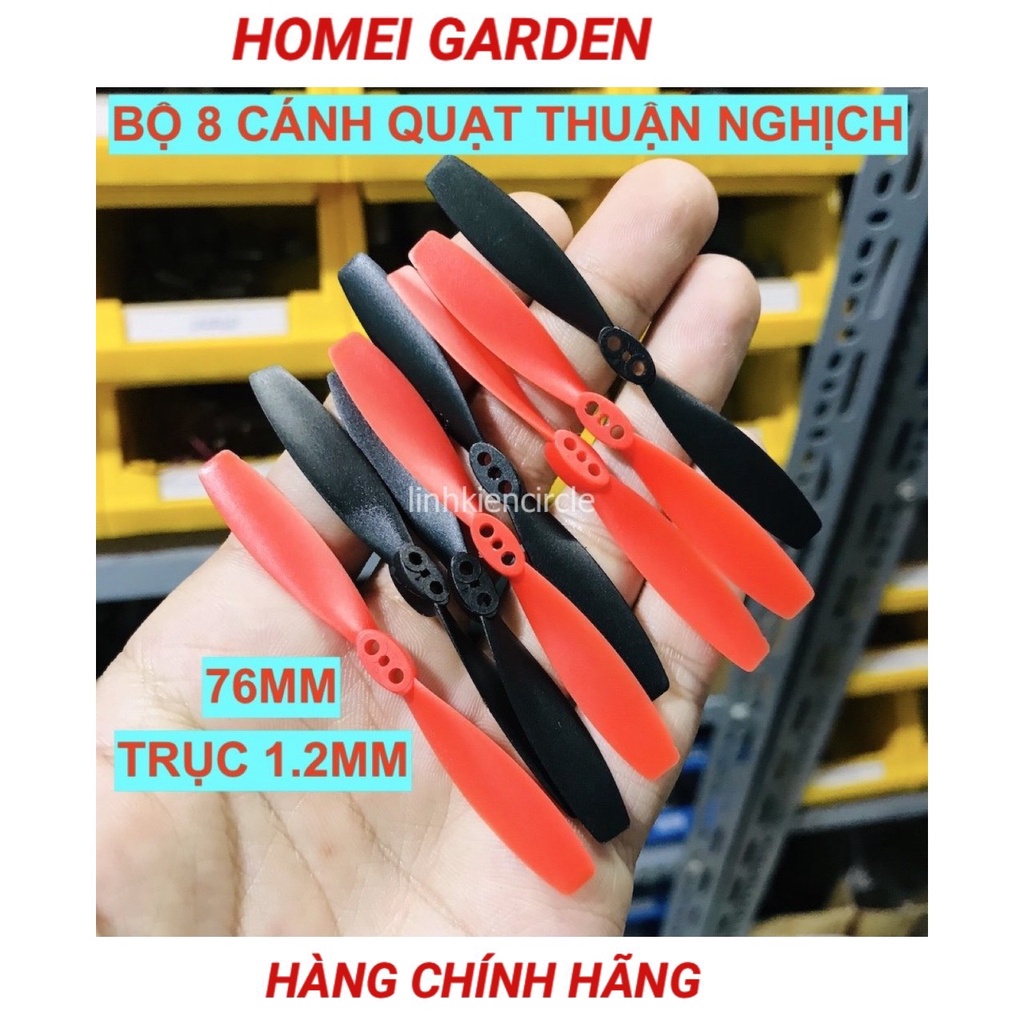 8 cánh quạt máy bay mini 4 thuận 4 nghịch đen đỏ 76mm trục 1.2mm phù hợp motor 1020 - MÃ KG002