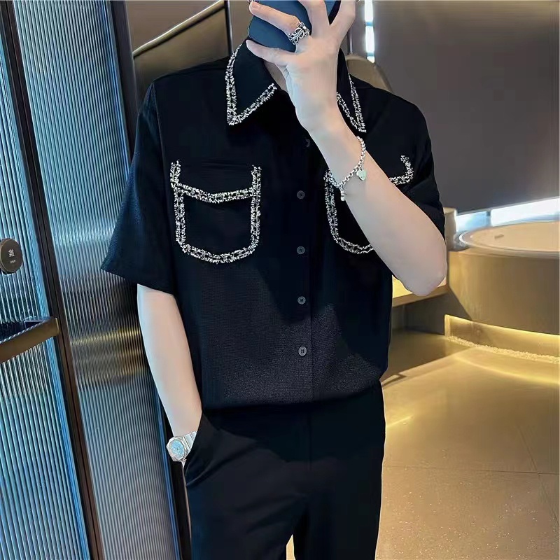 Áo Sơ Mi Tay Ngắn Nam Màu Sắc Đơn Giản Phong Cách Hàn Quốc Cho bigsize áo sơ mi nam form rộng bông áo kiểu Nam fashion áo sơ mi nam ngắn tay thời trang nam