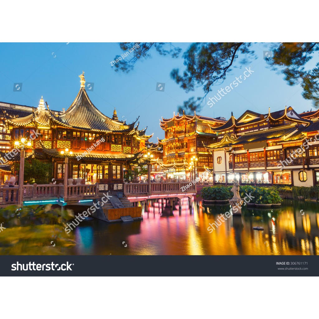 Tranh lụa 3d Hồng Kông Phượng Hoàng Cổ Trấn Kích Thước 1,5m x 2m HKPHCT