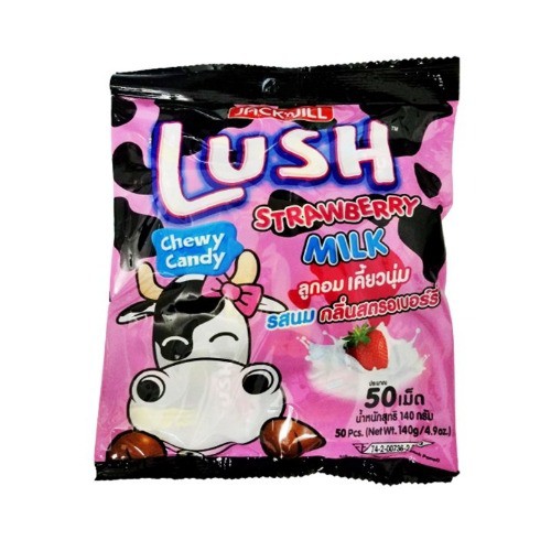 Kẹo Sữa Bò Lush Thái Lan Vị Dâu Strawberry Milk Chewy Candy (Gói 140g)