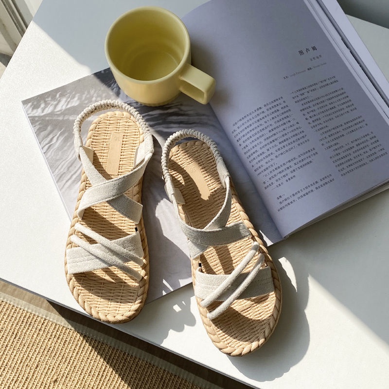 Giày Sandal Đế Bằng Phong Cách Hàn Quốc Thời Trang Mùa Hè Cho Nữ