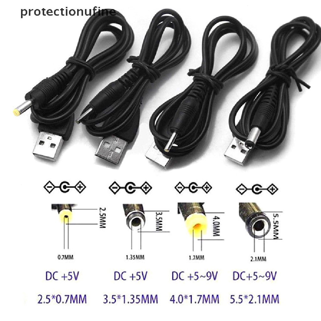 Dây Cáp Kết Nối Chuyển Đổi Cổng USB Sang Cổng 2.5 3.5 4.0 5.5mm 5V DC Màu Đen