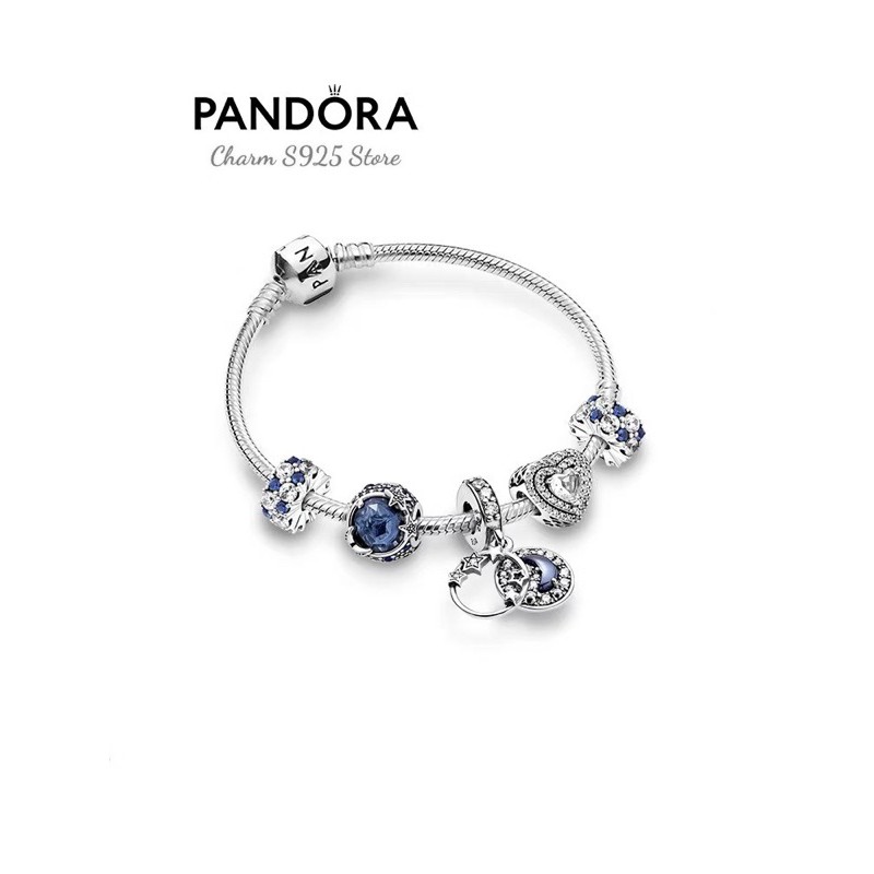 Bộ vòng tay charm pan thiết kế vùng trời xanh bạc s925