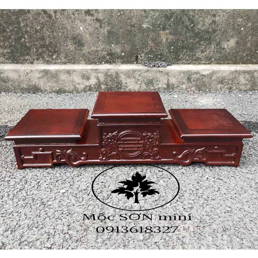 Tam sơn gỗ hương kê bát hương tam cấp thờ có cỡ mặt 14 16 18 20 22 25
