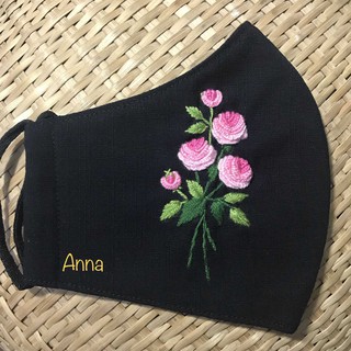 Khẩu Trang Vải Linen Thêu Tay AN04